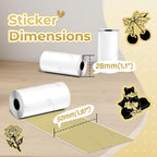 Golden Self-Adhesive Thermal Paper, Glossy Printable Sticker Paper Label for  M02/M02 Pro/M02S/P2S/M04S Mini Sticker Printer, 50Mm X 3.5M, Diameter 28Mm, 3-Rolls
