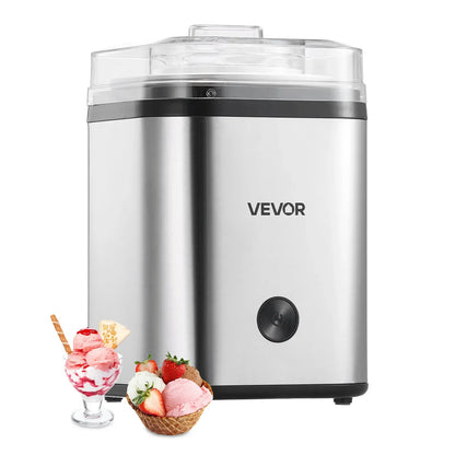 【Summerfinds】Vevor Ice Cream Maker, 2.11 Qt. Large Capacity, Electric Automatic Ice-Cream Machine, with Easy Operation & Cleaning, Stainless Steel Shell, for Homemade Frozen Yogurt, Fruit Sorbet, Gelato, Silver