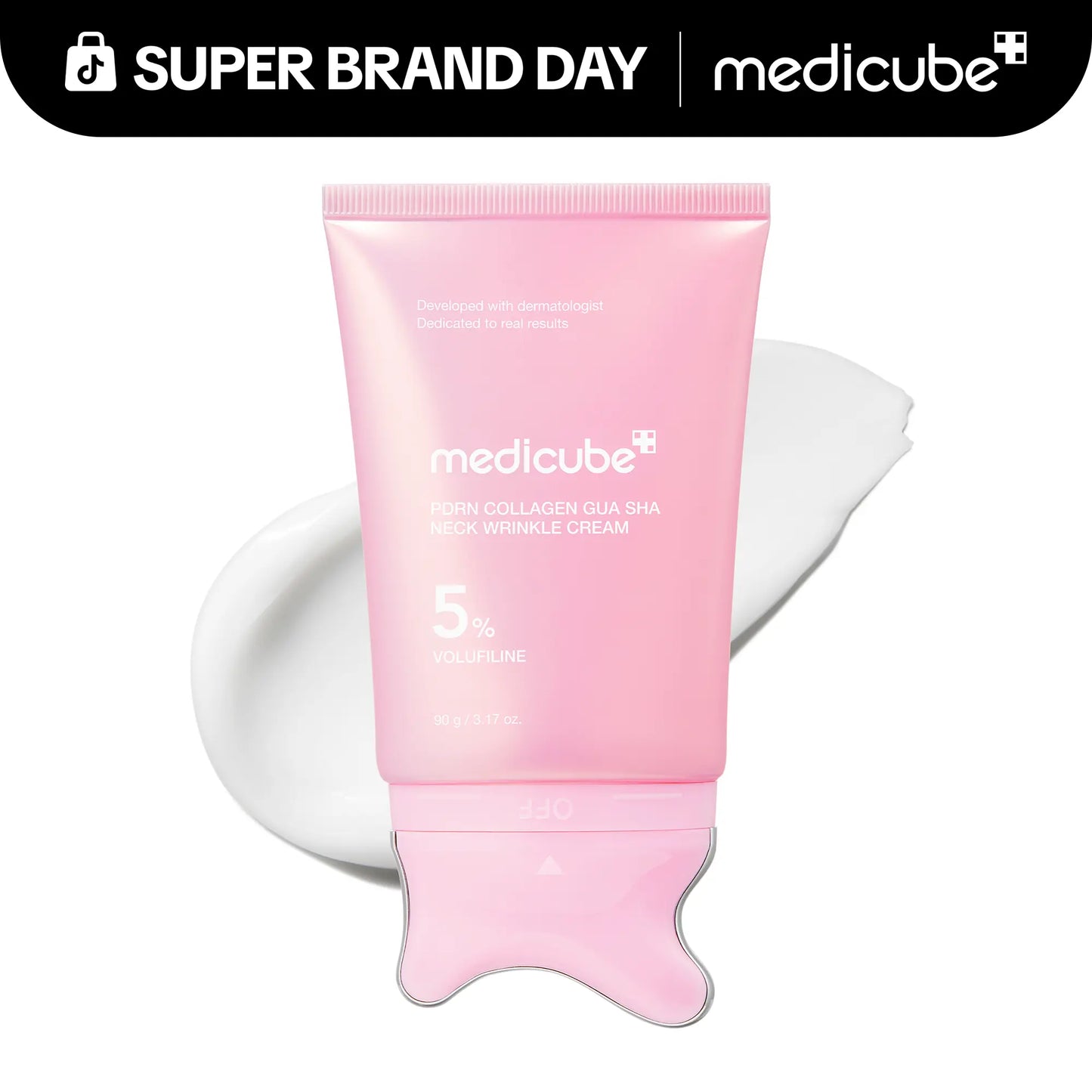 [NEW] [Medicube] PDRN Collagen Gua Sha Neck Wrinkle Cream | Built-In Gua Sha Massager with Volufiline 5% + PDRN | Firming, Contour Care for the Look of Fine Lines, Jawline, Neck, Décolleté,Underarms, Chest, Legs, Shoulder | Massage Cream | Korean Skincare