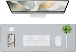 Waterproof Mouse Pad with Durable Stitched Edge, Gaming Keyboard, Non-Slip Rubber Base Mouse Mat, Extended Desk Pad for Gamer, Office& Home, Gray Mousepad 3Xl(35.43"X15.74"X0.12")