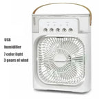 Portable Fan Air Conditioners USB Electric Fan Air Cooler LED Night Light Water Mist Fun 3 in 1 Air Humidifier for Home