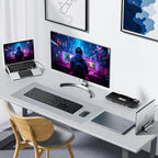 Waterproof Mouse Pad with Durable Stitched Edge, Gaming Keyboard, Non-Slip Rubber Base Mouse Mat, Extended Desk Pad for Gamer, Office& Home, Gray Mousepad 3Xl(35.43"X15.74"X0.12")