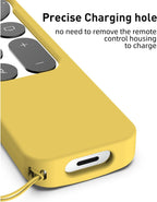 Compatible with Apple TV 4K Siri Remote Case 2021, Silky-Soft Anti-Slip Protective Silicone Cover for Siri Remote Control 2Nd Generation [Lanyard Included], Yellow