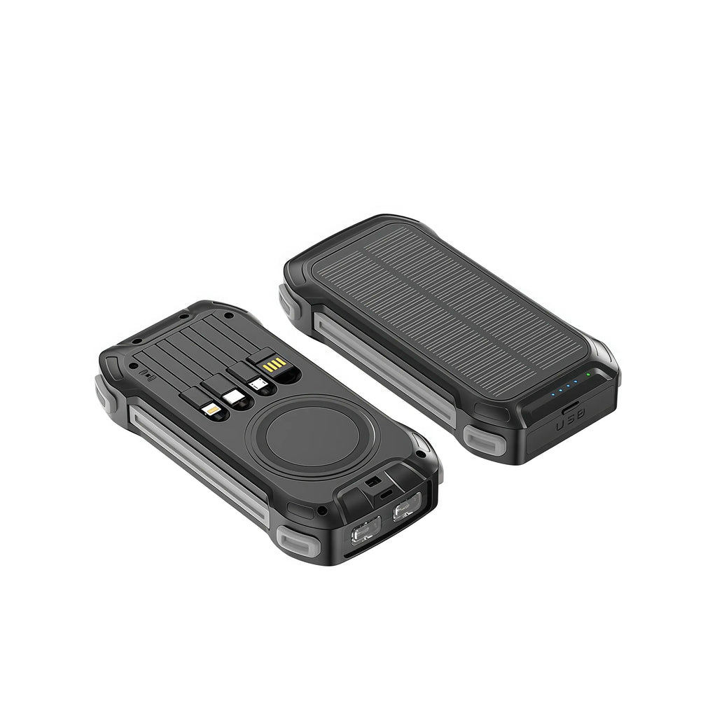 36000mAh Solar Portable Charger with 22.5W High-Speed Charging, Wireless Power Bank, QC3.0 Fast Charging, USB-C and Four Ports, Dual LED Flashlight, Outdoor Emergency Battery Pack