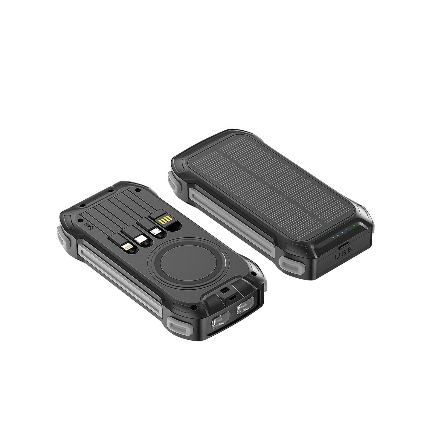 36000mAh Solar Portable Charger with 22.5W High-Speed Charging, Wireless Power Bank, QC3.0 Fast Charging, USB-C and Four Ports, Dual LED Flashlight, Outdoor Emergency Battery Pack