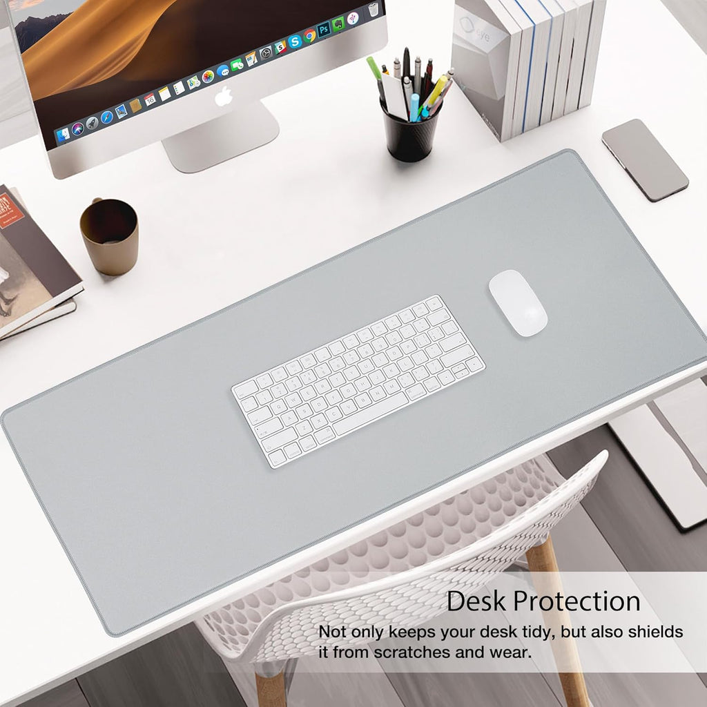 Waterproof Mouse Pad with Durable Stitched Edge, Gaming Keyboard, Non-Slip Rubber Base Mouse Mat, Extended Desk Pad for Gamer, Office& Home, Gray Mousepad 3Xl(35.43"X15.74"X0.12")
