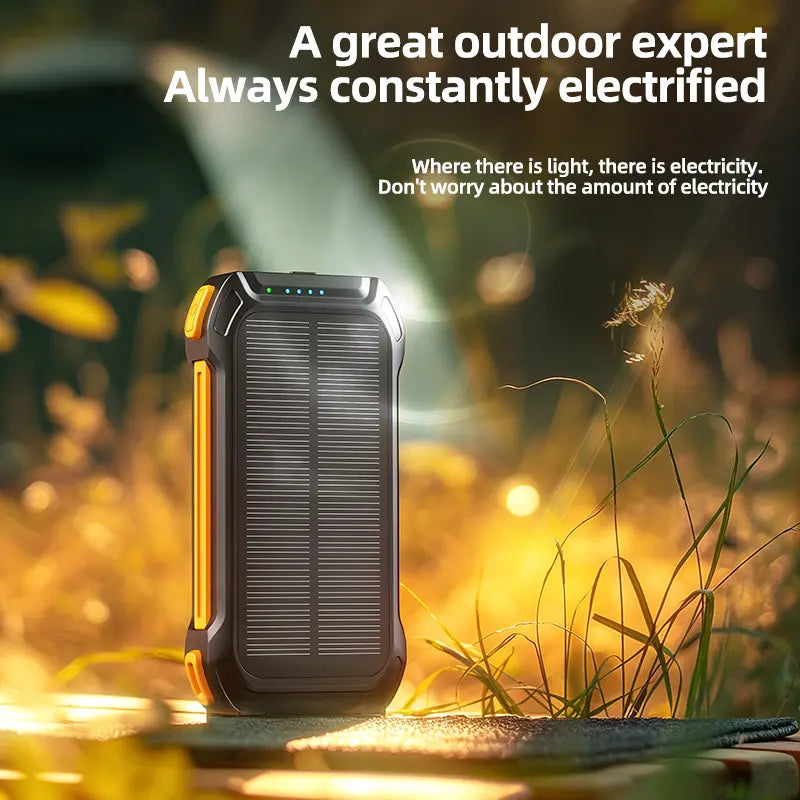 36000mAh Solar Portable Charger with 22.5W High-Speed Charging, Wireless Power Bank, QC3.0 Fast Charging, USB-C and Four Ports, Dual LED Flashlight, Outdoor Emergency Battery Pack