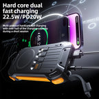 36000mAh Solar Portable Charger with 22.5W High-Speed Charging, Wireless Power Bank, QC3.0 Fast Charging, USB-C and Four Ports, Dual LED Flashlight, Outdoor Emergency Battery Pack