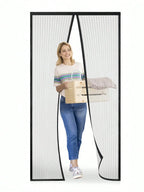 Summer Breathable Magnetic Mosquito Screen Door, Black Polyester Fiber Automatic Sealing Hands-Free Mosquito Net Curtain, Strong Magnetic Suction Design, Suitable For Balcony And Living Room.