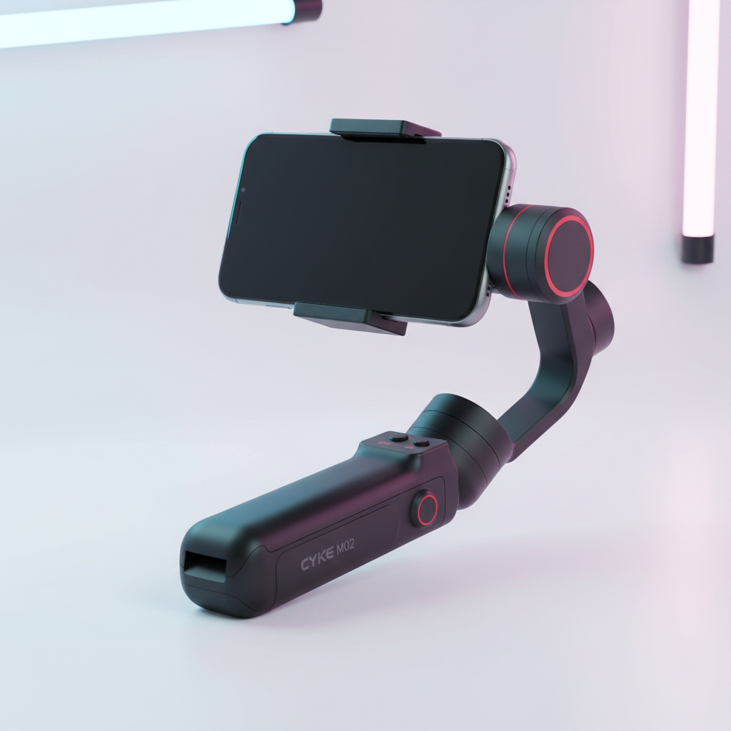 CYKE M02 3-Axis Smartphone Gimbal Stabilizer with AI Face Tracking, Anti-Shake, Remote Control & Foldable Design for iPhone & Android