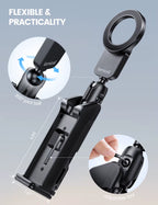 Lamicall STRL02 Magnetic Airplane Phone Holder Travel Mount Strong Clamp for Tray Table Luggage Handle 360 Rotation Free Stand